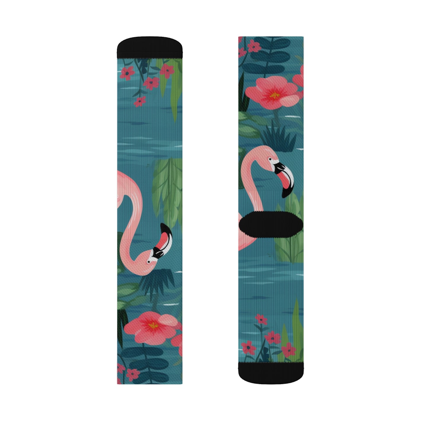 Strut in Style: Pink Flamingo Paradise All-Over Print Socks – Elevate Your Step with Exotic Elegance and Unmatched Comfort!